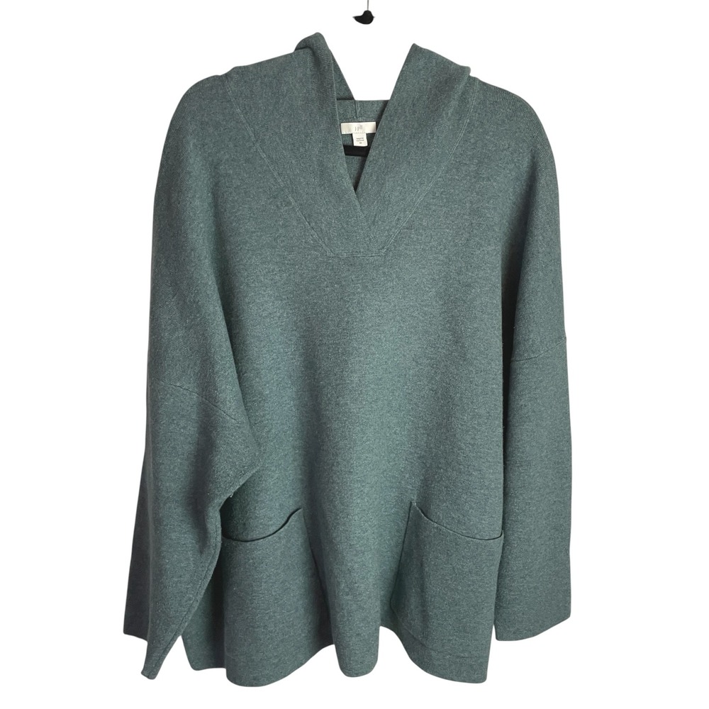 J Jill Womens Tunic Sweater Hoodie Size 4X Seafoam Green Pockets Long Sleeve